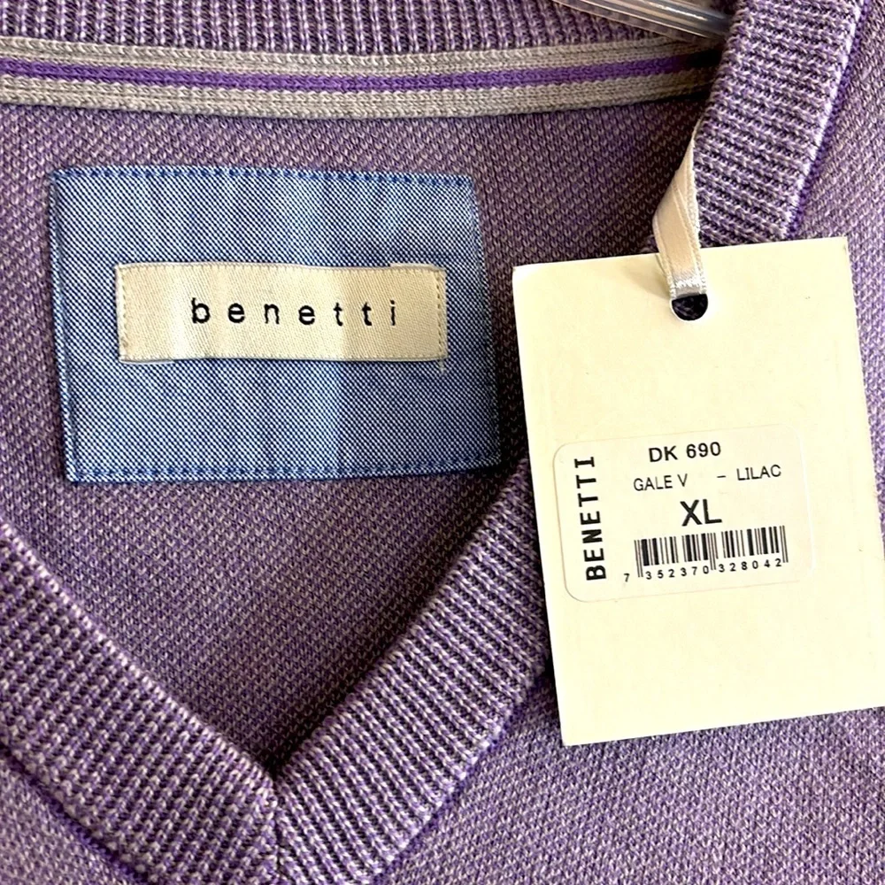 Benetti Cotton V-Neck Sweater Size XL‎ NWT